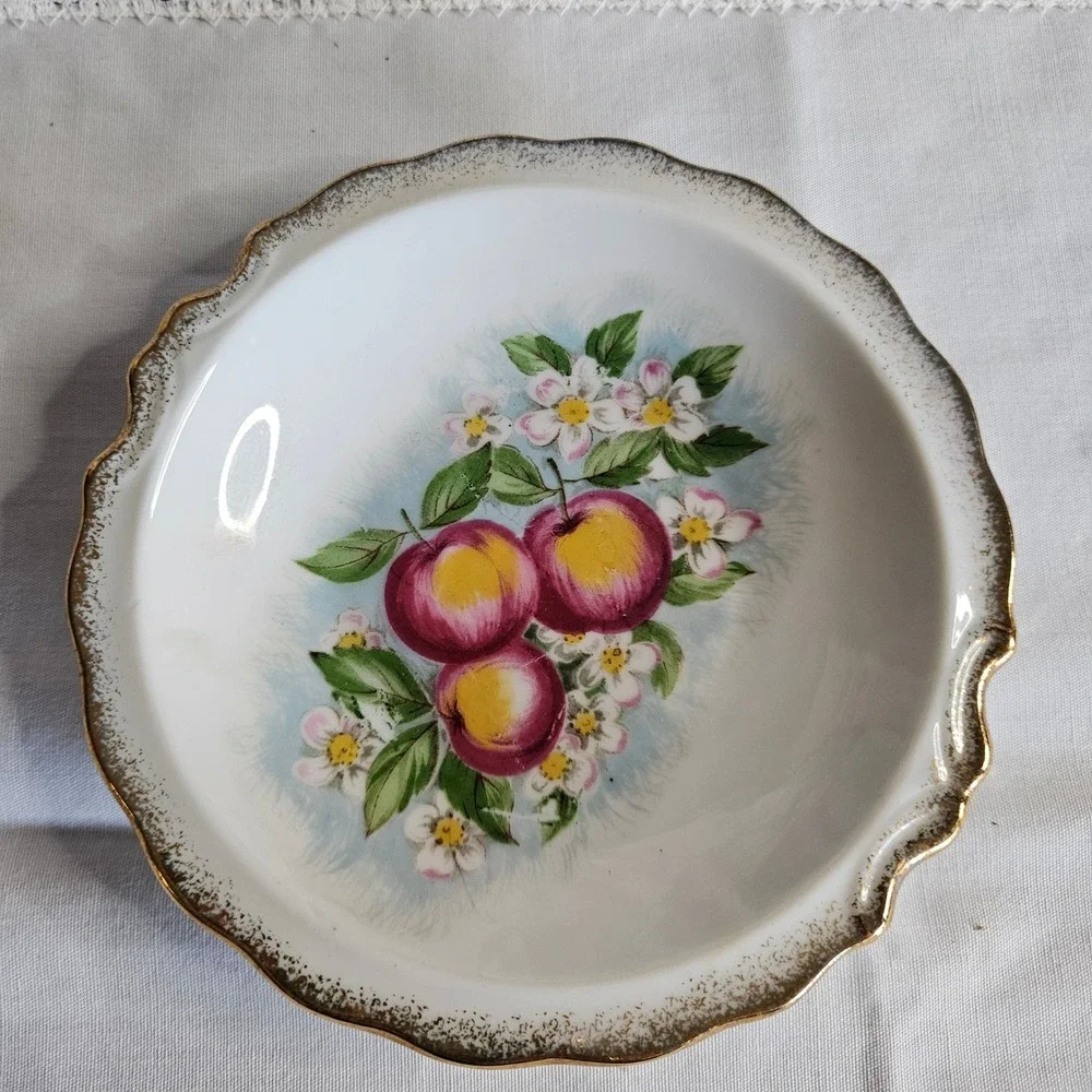 Vintage Homco Apple Blossom Pitcher Creamer w/ Saucer 1407 Japan